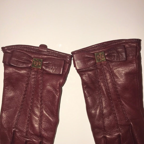 Beautiful TORY BURCH burgundy gloves - Picture 2 of 5